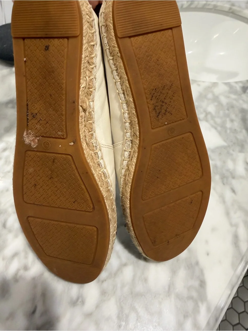 Tory Burch Two-Tone Leather Espadrille — Cream & Black